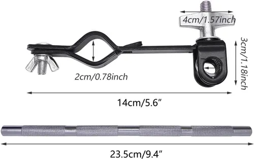 Vista 3 de Abrazadera de montaje para campana con brazo de acero de 9.4 pulgadas, soporte de percusión para bloques de atasco, pandereta