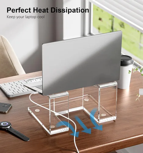 Vista 3 de FUCDTEFC Soporte acrílico para computadora portátil, elevador de laptop para portátiles de 10 a 15.6 pulgadas, soporte ergonómico para computadora