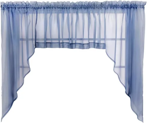 Vista 65 de Stylemaster Elegance Cenefa recta de gasa transparente, 60 x 14 pulgadas, color dorado