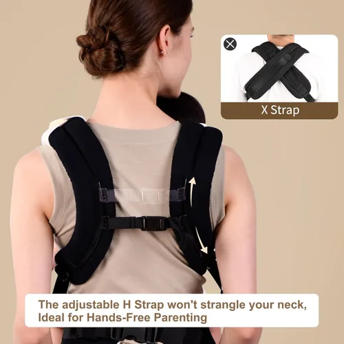 Vista 3 de Bebamour Portabebés ergonómico para bebés de 7 a 32 libras, perilla ajustable para desarrollo saludable de cadera del bebé, portabebés de algodón