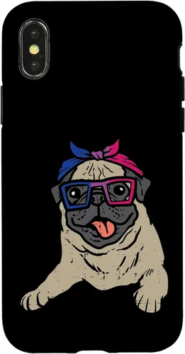 Vista 5 de iPhone 13 Pro Max Pug Dog Bandana LGBTQ Bisexual Flag Gay Pride Bi Dog Lover Case