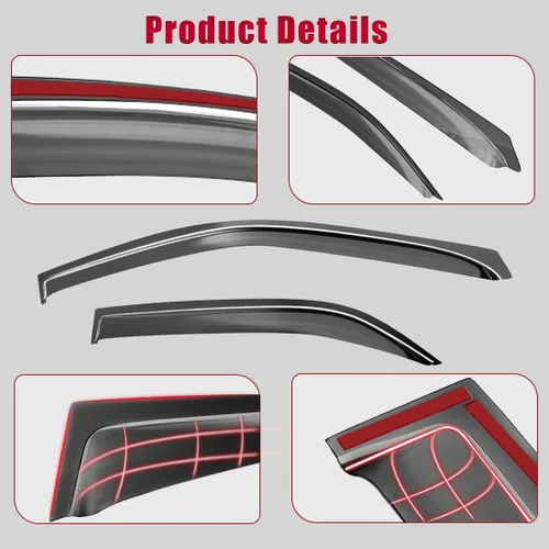 Vista 6 de Viseras protectoras de lluvia para ventanas de automóvil con ajuste para GMC Terrain SLE SLT AT4 Denali 2018-2023, 4 protectores delanteros