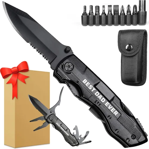Vista 17 de Navaja multiherramienta, grabada con la frase “Best Brother Ever”, regalos de Navidad para el hermano, ideas de regalo de cumpleaños, gadgets