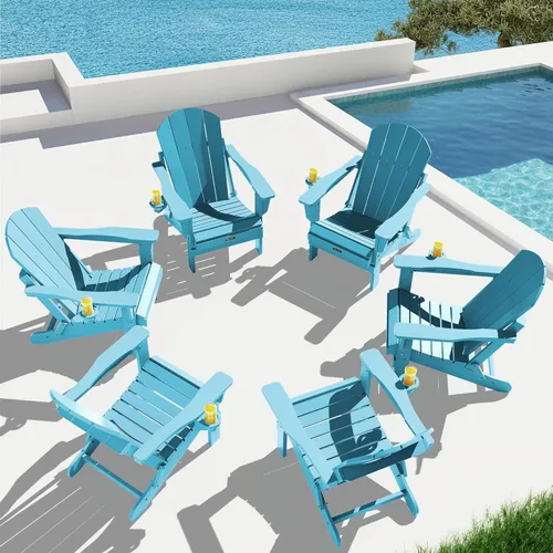 Vista 108 de SERWALL - Silla plegable Adirondack para patio, jardín, exterior, resistente a la intemperie, sillas para hoguera, color naranja