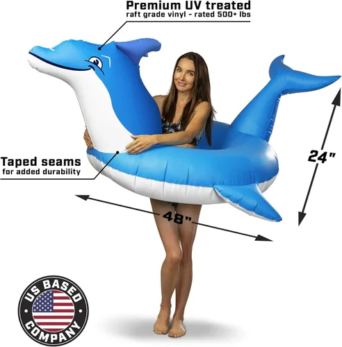 Vista 3 de GoFloats Dolphin Pool Float Party Tube - Balsas inflables para adultos y niños