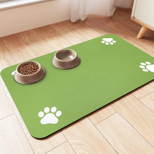 Vista 12 de Alfombrilla de alimentación para mascotas, mantel individual absorbente para tazón de comida y agua, con base de goma impermeable, de secado rápido