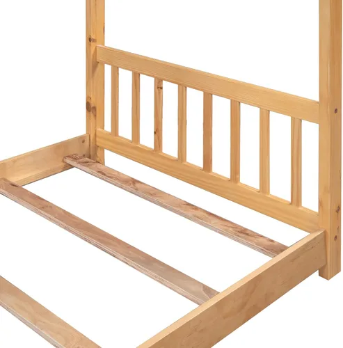 Vista 45 de Harper & Bright Designs Cama de casa para niños, cama individual de madera con cabecera y estribo, marco de cama individual para niños pequeños