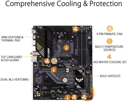 Vista 4 de Micro Center AMD Ryzen 7 5800X3D 8 núcleos 16 hilos procesador de escritorio con tecnología AMD 3D V-Cache Bundle con ASUS TUF Gaming B550-PLUS WiFi