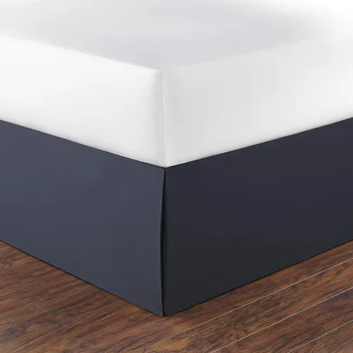 Nautica - Falda de cama tamaño Queen, 100% sarga de algodón suave con una caída de 15 pulgadas, esquinas divididas y panel superior reforzado, ropa
