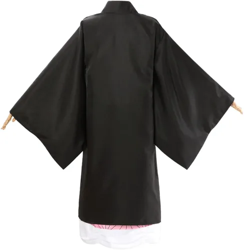 Vista 3 de Kamado Nezuko - Disfraz de cosplay con anime de bambú para cosplay uniforme de kimono fiesta Haori disfraz de Halloween para niña