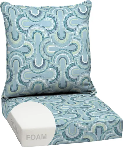 Vista 13 de Arden - Juego de cojines de asiento profundo para exteriores, espuma, 24x24, azulejos Alana Azulejo Alana