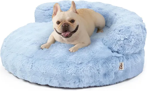 Vista 17 de EHEYCIGA Sofá cama suave para gatos de interior, cama extra pequeña esponjosa para perros con funda extraíble lavable, sofá para mascotas, Negro