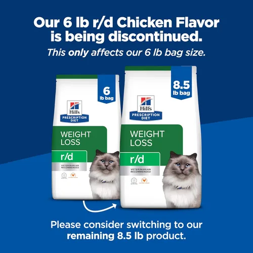 Vista 2 de Hill's Prescription Diet r/d Alimento seco para gatos con reducción de peso, pollo, bolsa de 4 libras
