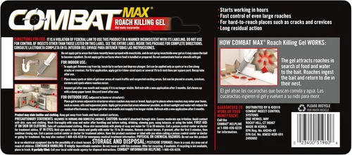 Vista 6 de Gel para matar cucarachas Combat Max para uso en interiores y exteriores, 1 jeringa, 60 gramos (paquete de 1)