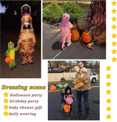 Vista 8 de TONWHAR - Mameluco con capucha, fantástico disfraz infantil de varios animales, como tigre o dinosaurio