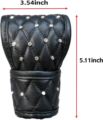 Vista 8 de Bling Bling Funda para palanca de cambios de coche, funda de cuero para palanca de cambios con cristales brillantes y brillo para niñas, ajuste