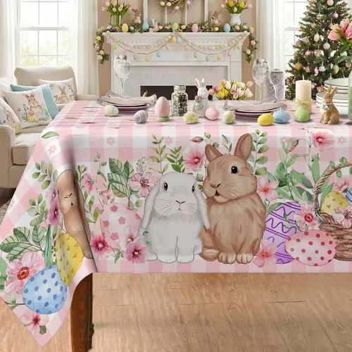 Vista 39 de Mantel de Navidad de 60×84 pulgadas, Decoraciones de Mesa de Navidad Mantel para Rectángulo, Manteles de Santa de Navidad Poliéster Vintage