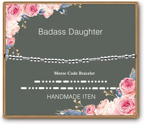 ASELFAD - Pulseras para mujer con código morse, cuentas de plata de ley en un cordón, regalo de joyería divertida para amistades, regalo para su