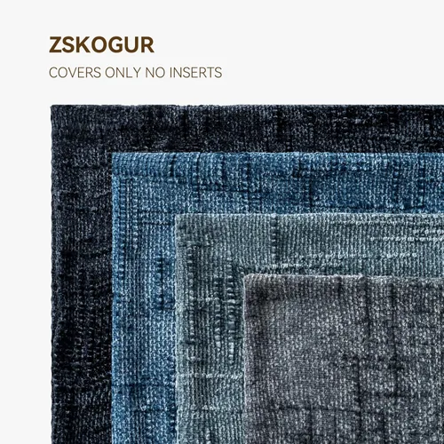 Vista 2 de Fundas de almohada decorativas de 18 x 18 pulgadas, juego de 4, suaves, sólidas, de estilo granja, fundas de almohada de chenilla para sofá, fundas