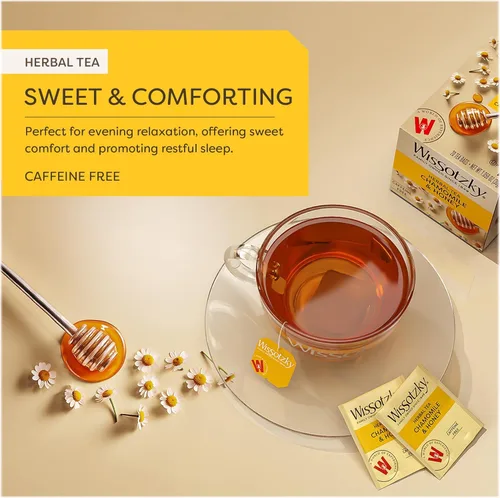 Vista 11 de Wissotzky Chamomile & Honey Herbal Tea, 20 Tea Bags Soothing Blend Caffeine Free Tea Relaxation