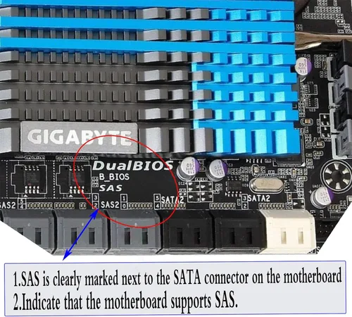 Vista 4 de zdyCGTime Adaptador RAID SAS de 22 pines a 7 pines con puerto de alimentación de 15 pines. Cuando se utilizan discos duros SAS en placas base
