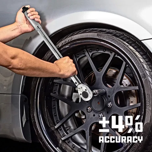 Vista 7 de Powerbuilt Llave dinamométrica con micrómetro, transmisión de 1/2 pulgada, trinquete reversible con clics, con bloqueo, rango de 30 a 150 pies-libra