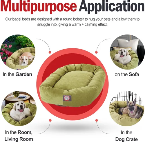 Vista 5 de Majestic Pet Cama para perros calmante de microterciopelo de 24 pulgadas, lavable – Cama redonda suave y acogedora para perros con soporte