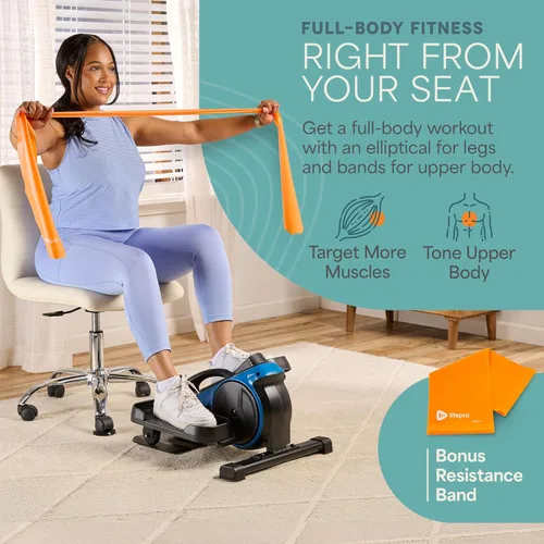 Vista 7 de Lifepro Portable Under Desk Elliptical Exercise Machine - Motorized Pedal Exerciser for Home Workouts, Muscle Toning, Energy Boost - Mini Foot & Leg