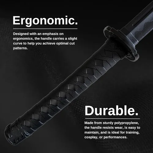 Vista 4 de E-BOGU Espada de entrenamiento de polipropileno (juego de espada negra larga de 39 pulgadas y corta de 23.5 pulgadas)