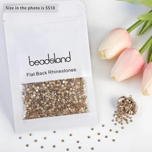 Vista 371 de Beadsland 1440 diamantes de imitación de cristal con parte trasera plana, gemas redondas, ámbar, SS3, 0.047-0.055 in