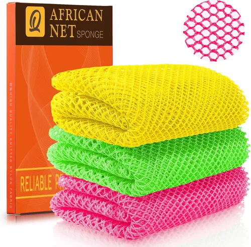 Vista 26 de UJFQBH African Net Sponge Authenti, exfoliante corporal para espalda y zonas de difícil acceso, exfoliante diario suave para limpieza profunda Gris