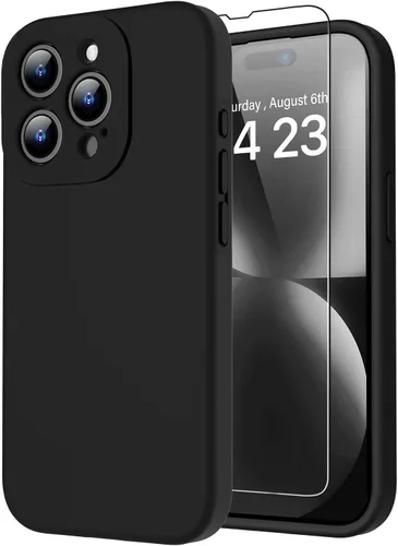 Vista 8 de bicol Funda para iPhone 15 Pro Max con protector de pantalla, protección mejorada del lente de la cámara, funda protectora de silicona líquida suave