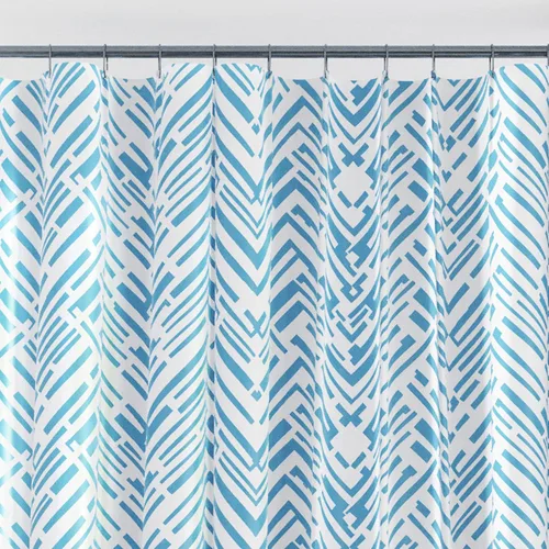 Vista 5 de Zenna Home Cory Chevron - Cortina de ducha impermeable de PEVA, gris y azul, 70 x 72 pulgadas
