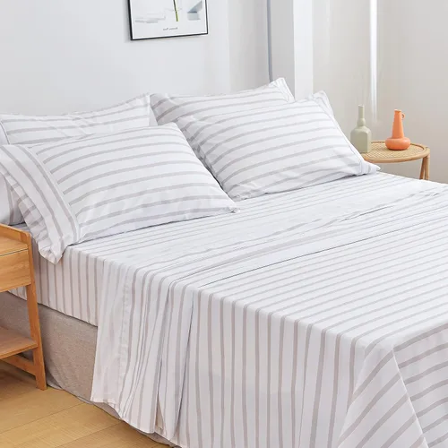 Vista 28 de American Home Collection - Juego de sábanas y fundas de almohada estampadas de 6 piezas, con 14 pulgadas de caída; sábanas de microfibra con doble