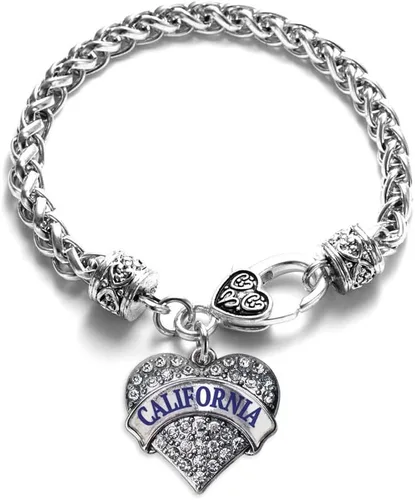 Vista 32 de Pulsera de plata con dije de corazón pavé con joyas de circonita cúbica
