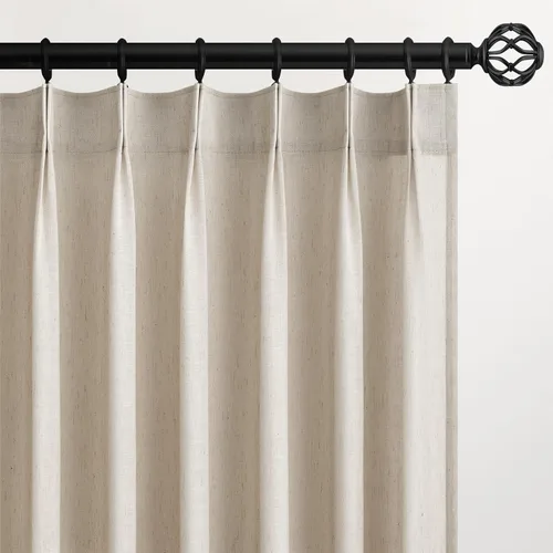 Vista 9 de Topfinel Cortinas de Lino Beige Blanco con Pliegues Pinzados para Dormitorio de 72 Pulgadas de Largo, Juego de 2 Paneles, Filtrado de Luz Semi