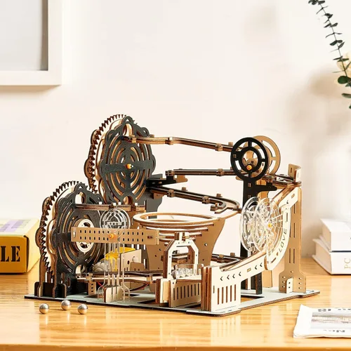 Vista 9 de Juego de rompecabezas de madera 3D con diseño de canicas, kit de modelo mecánico con motor, rompecabezas y rompecabezas para Navidad/cumpleaños