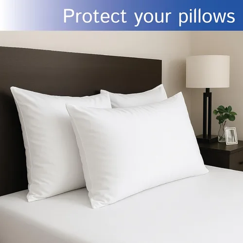 Vista 4 de Protectores de almohada estándar (juego de 2) – Fundas de almohada impermeables con cremallera, hipoalergénicas, a prueba de polvo y alérgenos