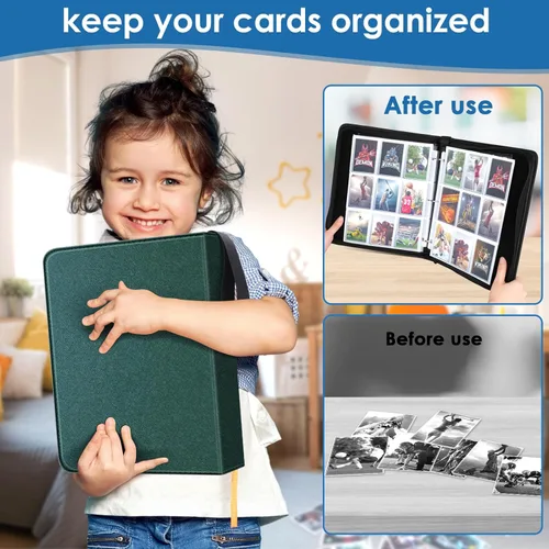 Vista 7 de Carpeta de 360 bolsillos con 9 bolsillos para tarjetas rígidas rígidas de 3 x 4 pulgadas con fundas para tarjetas de béisbol MTC, TCG, tarjetas