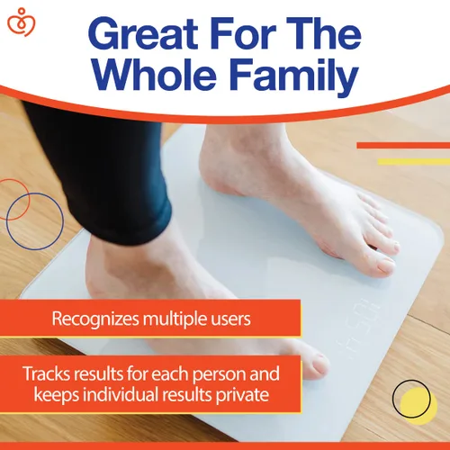 Vista 4 de Body Analyzer Bluetooth Smart Scale - Pista y registra 10 mediciones - Fácil de usar, aplicación - Diseño elegante y elegante