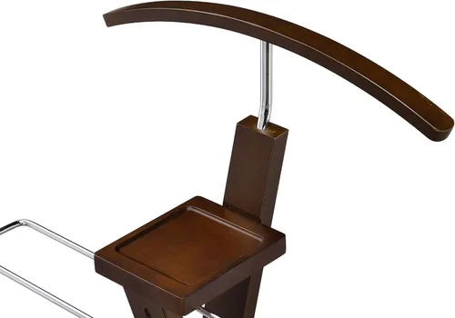 Vista 2 de Proman Products Josh - Organizador independiente de madera con bandeja, percha, barra de pantalones, nogal