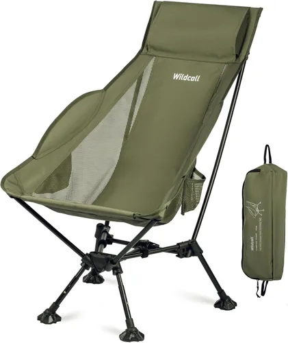 Vista 15 de WildCall Silla de camping plegable y ligera, silla de playa compacta con pies grandes que no se hunden