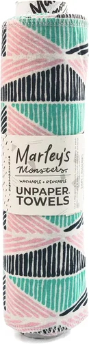 Vista 30 de Marley's Monsters UNpaper Towels - Rollo de 24 unidades, toallas de papel reutilizables, sin papel, algodón, sin árboles (rayas negras y blancas)