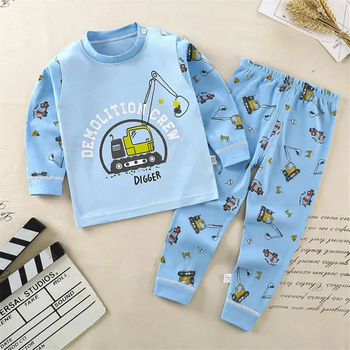 Vista 2 de TBUIALL Pijama de manga larga para niños y niñas con dibujos animados, ropa de dormir con pies