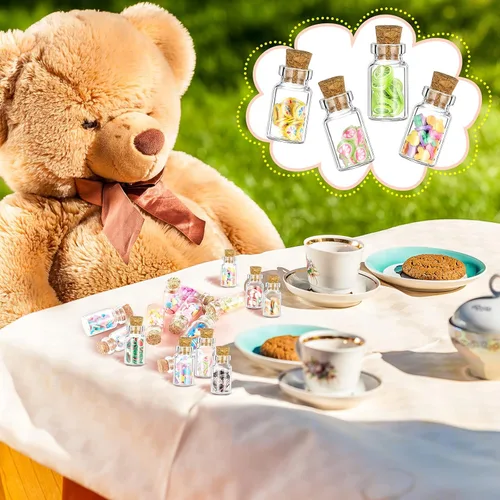 Vista 6 de Sumind Lindo frasco de comida en miniatura para el hogar, botella de vidrio 1:12 mini escena de simulación de frutas, modelo de aperitivos, fiesta