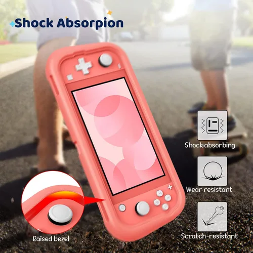 Vista 6 de Fintie Kids Case for Nintendo Switch Lite 2019 w2 Game Card Slots - Ultralight Shockproof Protective Cover with Ergonomic Grip, Kids Friendly Grip