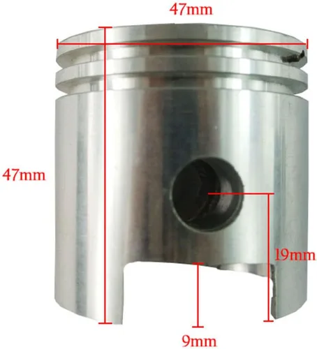 Vista 4 de Kit de Pistón de Cabeza Cilíndrica de 47mm (1.85in) con Carburador para Bicicleta Motorizada de 66cc 80cc, Motor de 2 Tiempos