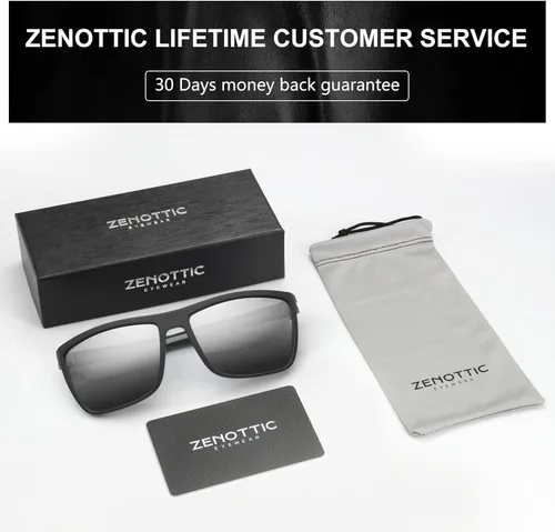 Vista 6 de ZENOTTIC - Gafas de sol polarizadas con montura ligera y cuadrada de TR90 y protección UV400