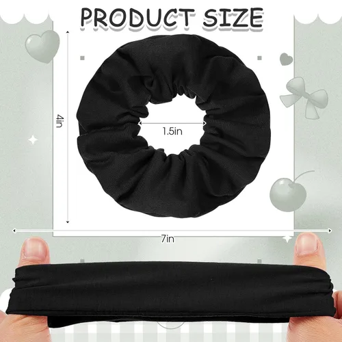 Vista 2 de Tigeen 24 coleteros suaves a granel de algodón de colores sólidos, bandas elásticas gruesas para coleta de caballo para mujer, accesorios