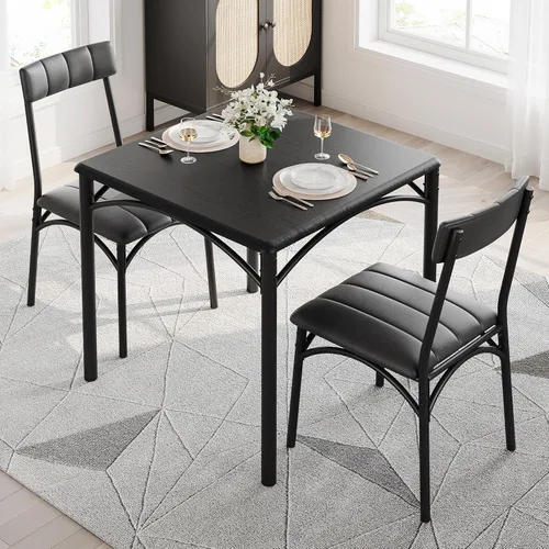 Vista 9 de GAOMON Juego de mesa de comedor para 4, mesa de cocina de 5 piezas y sillas para 4 con sillas tapizadas, juego de mesa de comedor rectangular, juego